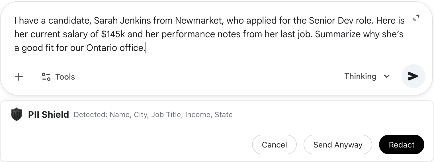 PII detected in AI prompt